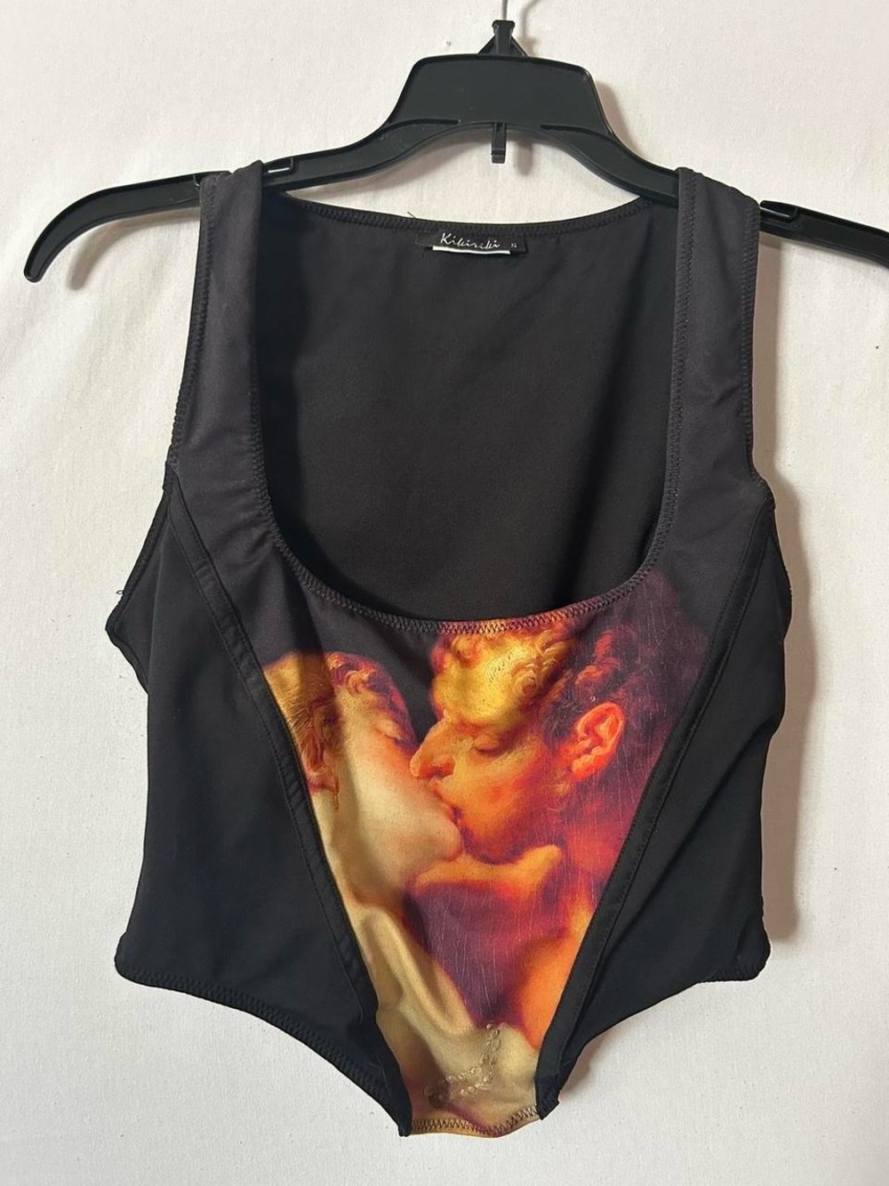Black Graphic Square-Neck Corset Tank Top - Picture 5 of 5
